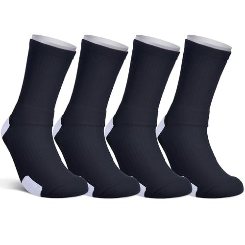 JHM Kids Athletic Sport Crew Socks for Baseball Soccer Basketball Running For Ages 4 to 16