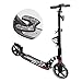 THj Scooters Kick Ville Adulte Absorbant Les Chocs Noir, Barre de poignée et Porte-Bouteille, Coup de Pied de Roue Pliable pour Adolescents, Charge de 100 kg, Non électrique