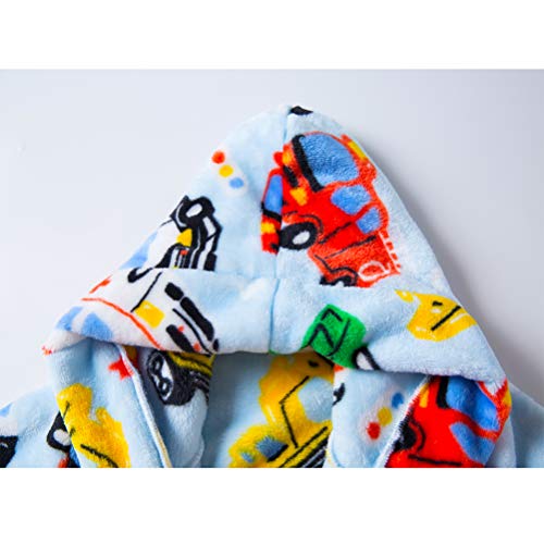 Boys Girls Bathrobes,Toddler Kids Hooded Robes Children's Flannel Bathrobes (Car, 6 Years) #TOP2