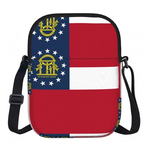Image of Georgia Flag Print Women'S Oxford Crossbody Bag For Women, 15×21cm Water-Resistant Sling Purse With Zipper