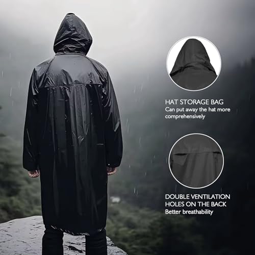 Men's Rain Jacket with Hood Waterproof Lightweight Long Safety Raincoat Rain Gear3