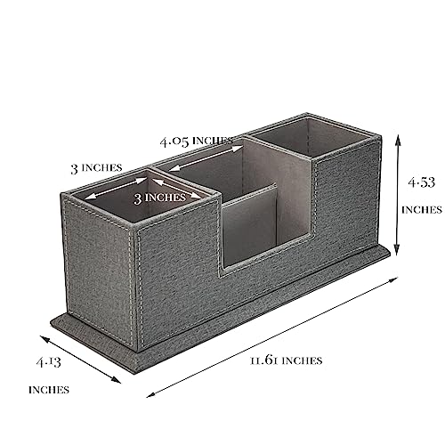 Unionbasic Desk Organizer, Desktop Caddy Leather Multi-Compartment Pen Holder Office Stationer Organizer, Multi-Color (Grey Linen Texture) #TOP3