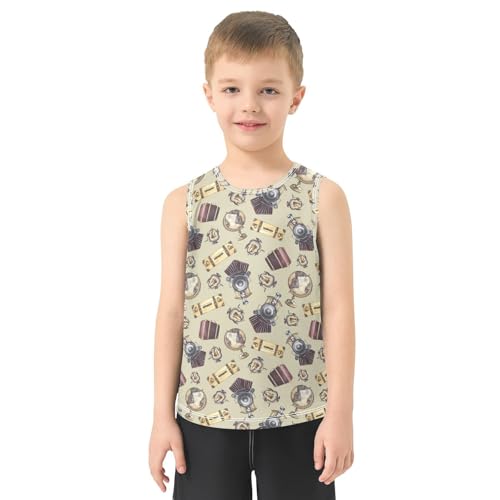 Baby Boys Sleeveless Tank Top Vintage Train Head Globe Toddler Athletic Vest 3-10T2