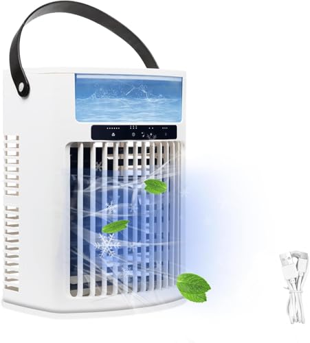 4 In 1 Portable Air conditioners Portable Air Conditioner Small Air Conditioner Evaporative Small Air Cooler 5 Winds Speed 3 Type Of Timing 7 Night Lights Supports USB Charging Back Pocket Included