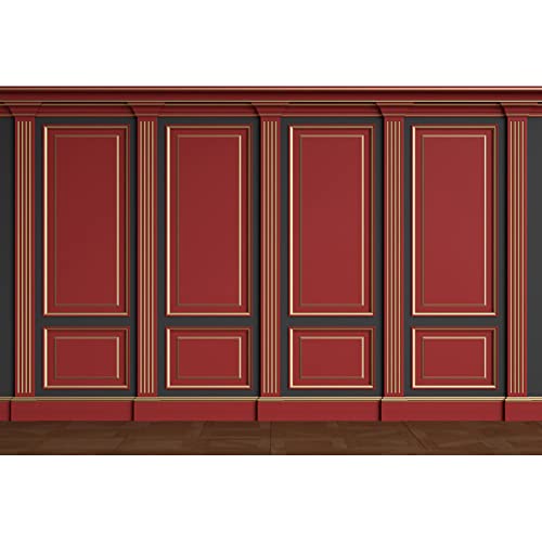 Baocicco 8x6.5ft Ancient Red Golden Wall Photo Backdrop Floor Royal Palace Wall Background for Photography Wedding Reception Baby Shower Decoration Birthday Graduation New Year Photo Studio Props