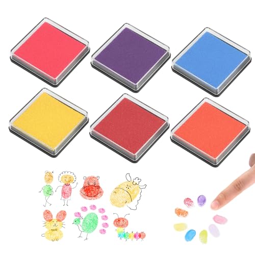 Juego de 6 Almohadillas de Tinta de Colores para Sellos, Tinta a Base de Agua, No Tóxica, Sin Ácidos, Ideal para Huellas Dactilares de Niños, Álbumes de Recortes, Manualidades y Diseños Creativos