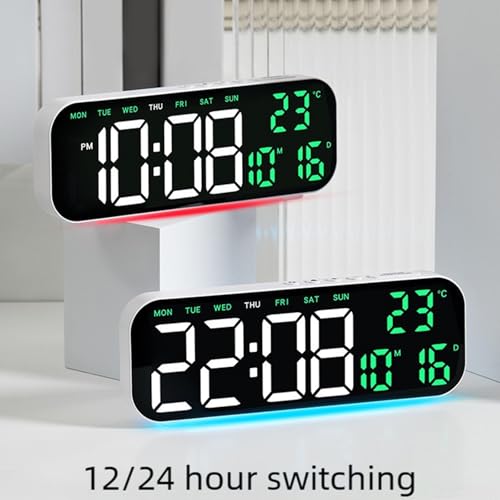 Réveil numérique LED moderne avec température et batterie USB