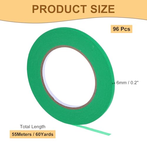 Image of Masking Tape Green Painters Tape Paper Tape [for Crafts DIY Walls Painting Packing Automotive Home Decoration Teaching]- 0.2 Inch x 60 Yards /96 Rolls
