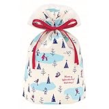 インディゴ クリスマス ラッピング袋 グリーティングバッグM大 ウィンターパーク オフホワイト XG032