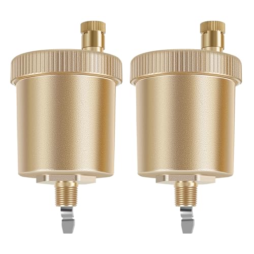 Juego de 2 válvulas de purga automáticas de latón de 1/8 pulgadas, para calefacción vertical, para radiadores de agua caliente, sistemas de calefacción, listas para montar, sin corrosión, ahorro de