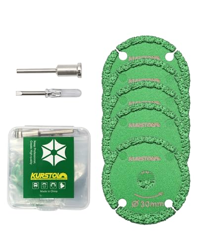 Diamond Rotary Tool Cut-Off Wheels - 5pcs 1-3/16 Inch(30mm) Metal Cutting disc for Rotary Tool Accessories with 1pc 1/8” Mandrel for Metal, Iron Pipe, Iron Sheet, Bolts, Screws