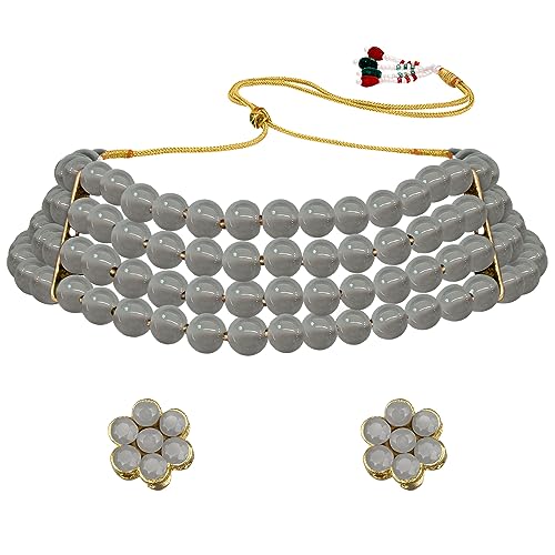 Image of Peora Traditional Maharani Haar Necklace with Earrings Bridal Jewellery Set Gift for Women