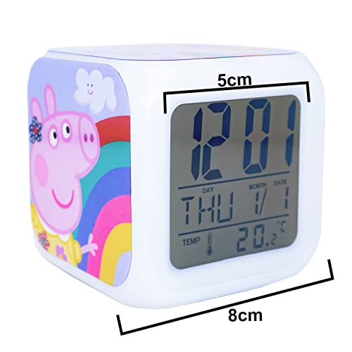 Peppa-Pig Kids Alarm Clock Plastic Alarm Clock Bedside for Girls boys Bedroom Digital Alarm Time Clock with Night Light Toddler Sleep | 8cm - Image 2