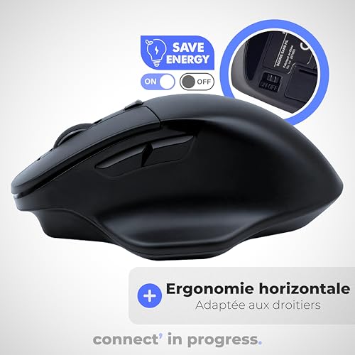 apm Flow Souris Ergonomique sans-Fil, Silencieuse, Ergonomie Horizontale, Récepteur USB, DPI 800/1200 / 1600, 6 Boutons, Pile Incluse, Compatible avec PC Windows Mac Ordinateur Portable, 571172 – vue 3