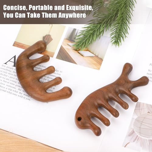 Peines masajeadores de madera para cuero cabelludo 2 piezas miniatura 4