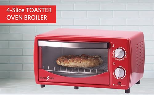 EUROSTAR TO901R 4-Slice Toaster Oven Broiler, Red