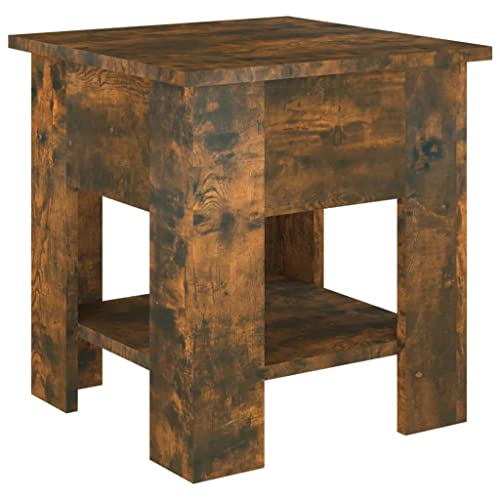 QJBSAVVA Table basse carrée en chêne fumé - 40 x 40 x 42 cm - Moderne - Avec plateau en bois - Pour salon et bureau
