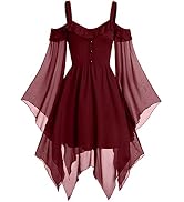 Vestido Negro De Cuello Corazón Para Mujer, Mangas De Murciélago, Estilo Gótico Vintage Para Fiestas O Diario