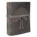 MDS Tree of Life Leather Journal 7 x 5 Inches – Vintage Handmade Leather Bound Diary with 200 Deckle Edge Antique Papers – Book of Shadows, Sketchbook, Writing Notebook for Men & Women - Gray