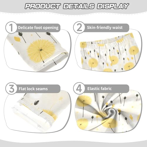 Yellow Dandelion Girls Leggings Athletic Pants Tights Stretch Bottom3