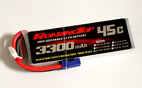 RoaringTop LiPo Battery Pack 45C 3300mAh 4S 14.8V with EC5 Plug for RC Car Boat Truck Heli Airplane