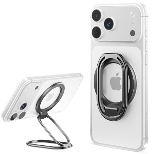Image of [2025 Upgraded] Mag Safe Phone Ring Holder, SUPERONE Adjustable Magnetic Kickstand & Removable Phone Grip Compatible with Wireless Charging Only for iPhone 17 &16 & 15 & 14 & 13 & 12 Series - Black