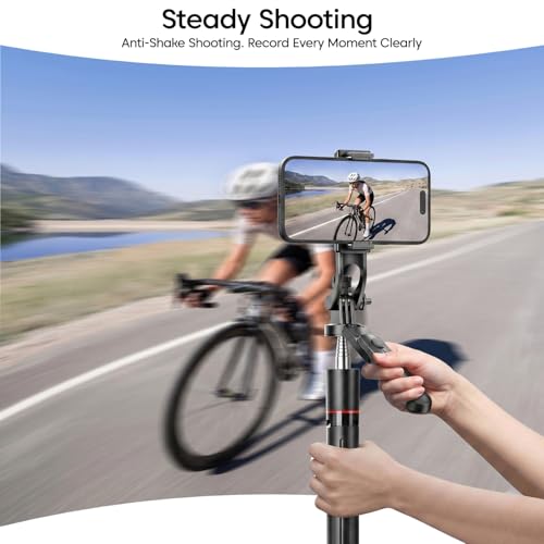 Image of Sounce Foldable Selfie Stick Tripod for Smartphone & GoPro 67 inch /170 Cm | 7-Section Extendable Pole | 360 Rotation | 3-Leg Stable Base | 10m Wireless Remote | for Vlogging & Selfies