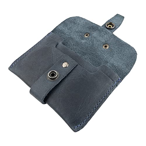Hide & Drink, Card Holder Handmade from Full Grain Leather - Classy, Professional, Money Organizer, Compact Storage for Debit & Credit Cards - Slate Blue3