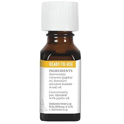 Aura Cacia Ready-to-Use Sandalwood Essential Oil in Jojoba Oil, 0.5 Fl Oz, for Aromatherapy and Skin Care