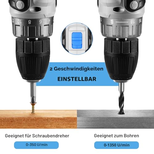 DEKOPRO 20V Akkuschrauber Set für Frauen mit Akku und Ladegerät - Schraubendreher Set blau 4