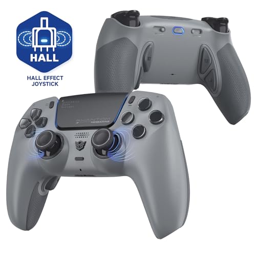 Image of HEXGAMING PHANTOM Pro Controller with 4 Remappable Buttons, 6 Remapping Profiles, 8 Interchangeable Analog Stick, and Adjustable Triggers Compatible with ps5, PC, Mobile - Hall Effect 1994 Gray