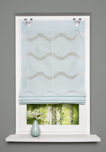 Estor para ventana, cortina romana, cortina con ojales, tela decorativa, con ganchos para ventana, color aguamarina, 1 unidad, ancho x alto: 45 x 130 cm