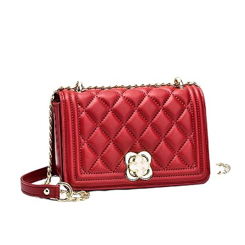 Bolsa feminina transversal inclinada, bolsa de ombro com corrente de diamante, bolsa quadrada pequen