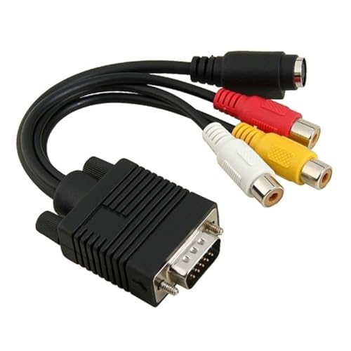 Kisangel Vga to S-video Adapter Converter Cable for Computer Monitor Svga to Av Adapter for Projector Compatible Vga to Converter