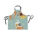 DOMIKING Damen Schürzen Niedliche Cartoon-Katzenschürze Unisex Küche Latzschürze mit Taschen Verstellbarer Hals zum Kochen, Backen, Gartenarbeit