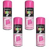 DIOXSTAR Perfect Pink Aerosol Spray Paint, Gloss Finish, Quick Drying, Easy To Use, Effective Spray, Suitable For Interior & Exterior, 250ml (4PCS)