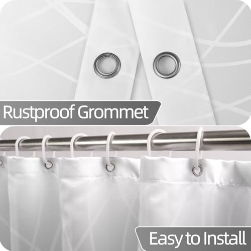 Uiiooazy Ombre Light Grey Striped Shower Curtain for Bathroom 72"x78", Geometric Modern Shower Curtain Set with Hooks 72 Inches Long Fabric Waterproof Hotel Bath Accessories Machine Washable by Uiiooazy - Image 4