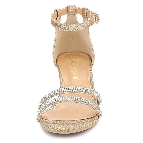 Allegra K Women's Stiletto Kitten Heels Gold Glitter Heel Sandals 6 M US
