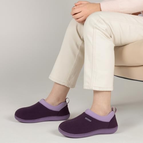 RockDove Women's Soft Cuff Polar Fleece Two-Tone Memory Foam Slipper with Indoor Outdoor Sole2