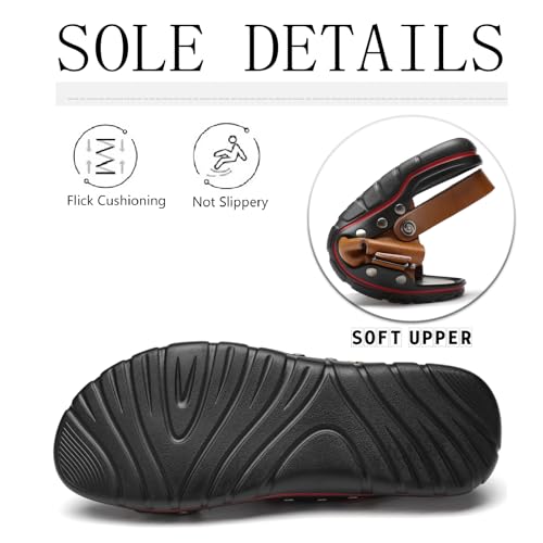 Men's Leather Buckle Flat Sandals with Adjustable Dual-Purpose Strap Fashion Studded Breathable Open Toe Soft Sole Slip-On Slides Summer Daily Anti-Slip Beach Sandals4