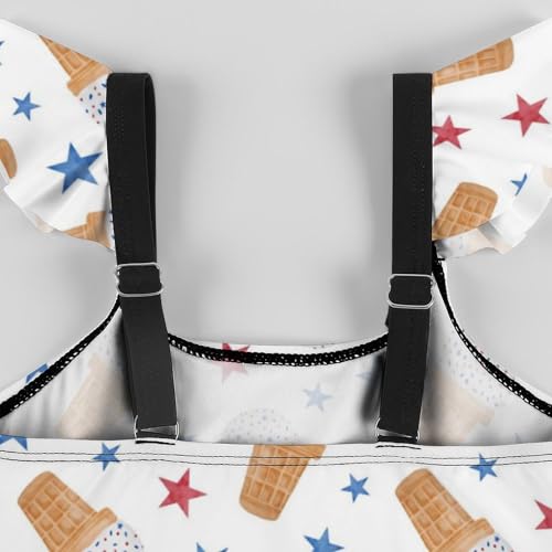 Image of Girls One Piece Swimsuit Lovely Cute Animals Ruffles Swimwear Bathing Suits 3-12 Years