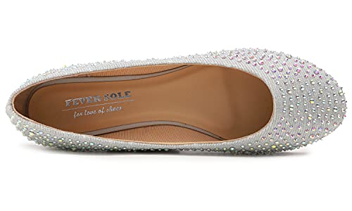 FEVERSOLE Women's Rhinestone Flat Shoes Sparkly Embellished Party Wedding Dress Ballets4