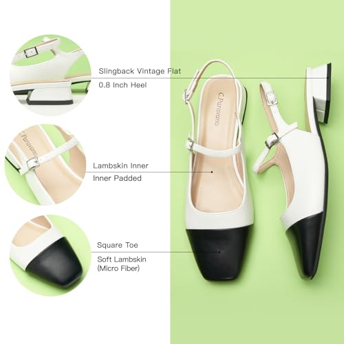 Image of C.Paravano Women's Square Toe Slingback Block Heel Sandals