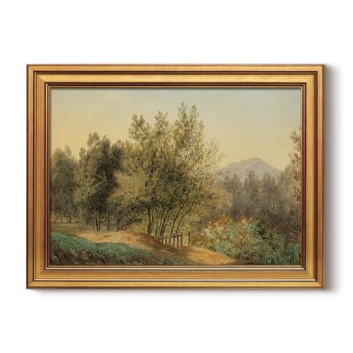 Image of HUARCEY Gold Framed Vintage Wall Art for Living Room, Landscape Painting Prints Shelf Decor for Kitchen, Aesthetic Bedroom Wall Art, Best Gifts for Friends or Family - The Quiet of the Alps 16L x 12W