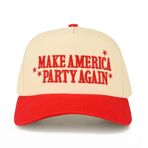 Premium Embroidered Hat | Make America Party Again Hat (US Alpha One Size Red/Natural)