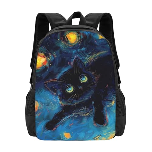 Commuter Unisexcat Stary Sky Backpack Spacious Compartments for Work Essentials Casual Outings & Trips 17 Inch