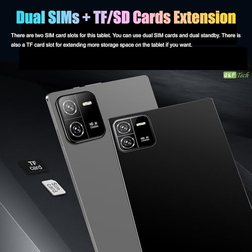 Image of Q&F Tech 10.1 inch Android Tablet PC, 4G Phone /WiFi Tablet for Study, Game and Video Playing, Internet Browsing, Dual SIM Cards and Dual Standby Supportive, 8Core /Bluetooth /GPS, IPS HD Display Gray