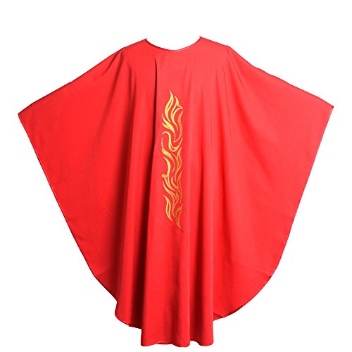 BLESSUME Priest Chasuble Red Embroidered Vestments2