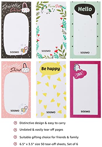 Image of Amazon Brand - Solimo Planner Daily, Weekly 6.5 inch x 3.5 inch To Do List Notepad Easy 50 Tear Off Sheets for Studying Home, Office, School Supplies Reminder, Set of 6