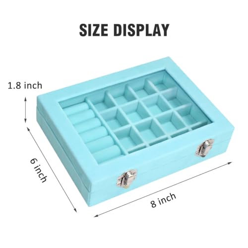 Image of Rings Organizer Tray 7 &16 Grid Slots Velvet Jewelry Earring Storage Box